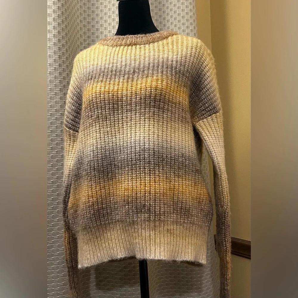 Rachel Zoe Striped Brown and Yellow Women's Sweater - Picture 2 of 6